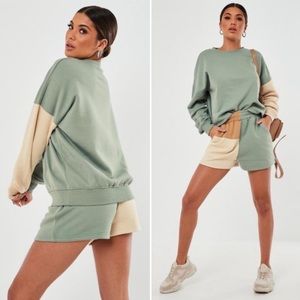 NWOT Missguided Green Co Ord Colorblocking Set size US 6